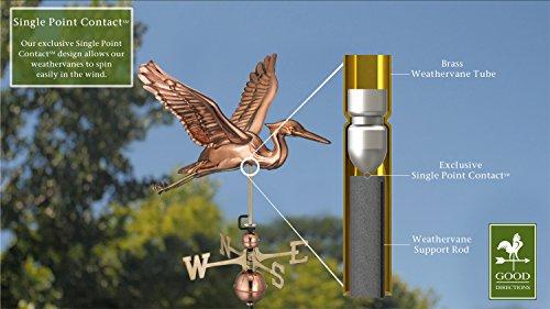 Elegant Blue Heron 24" Rooftop Weathervane in Polished Copper