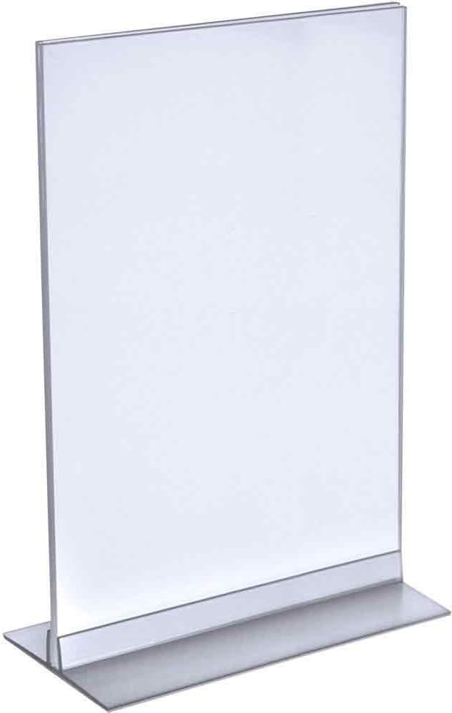 Clear Acrylic Double Sided Sign Holder 8.5" x 14" Vertical/Horizontal with T Strip, 10-Pack (Set of 10)