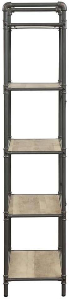 63" Itzel 5 Shelves Bookcase Antique Oak/Sandy Gray - Acme Furniture