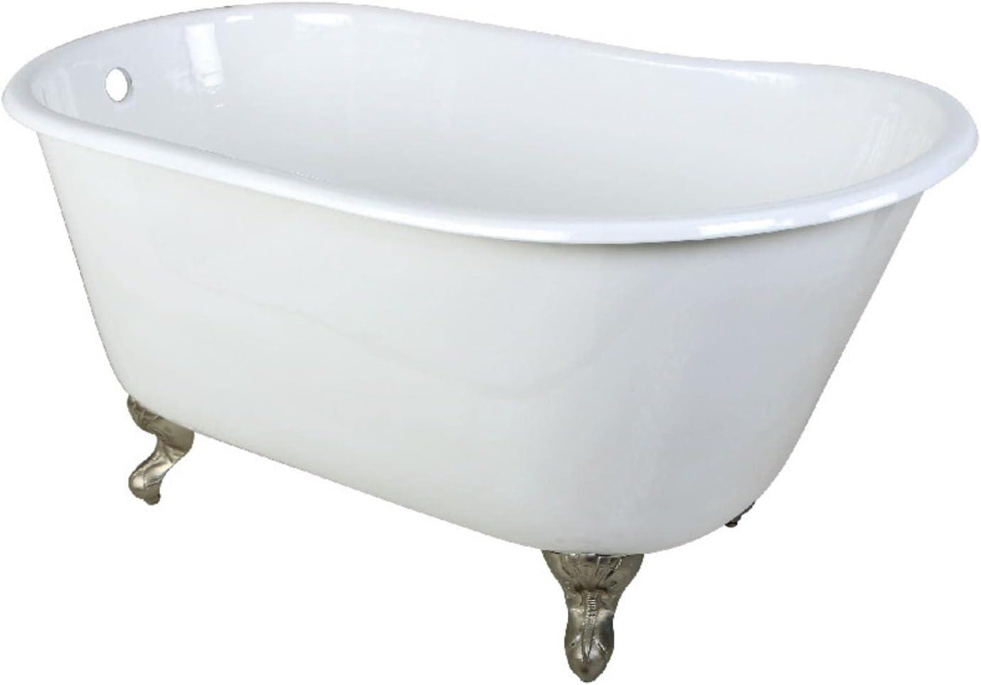 Kingston Brass Aqua Eden 53-Inch Cast Iron Oval Single Slipper Clawfoot Tub (No Faucet Drillings)