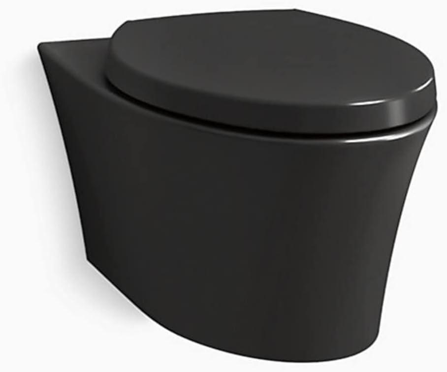 Black Wall-Hung Elongated Dual Flush Toilet