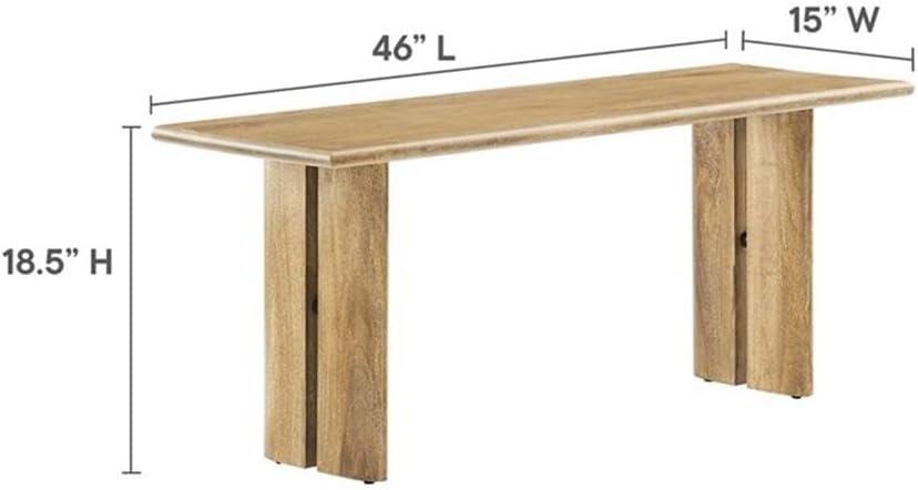 Modway Amistad 18.5" Wood Bench with Adjustable Foot Pads in Oak