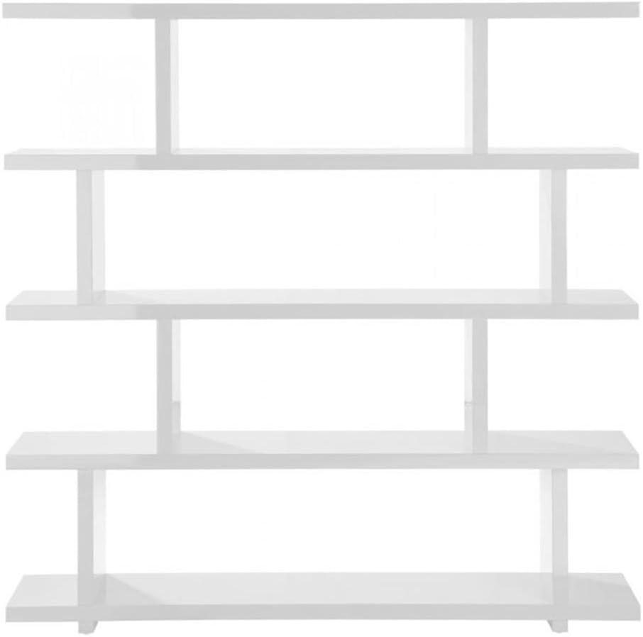 Annora Mid-Century Modern Wide White Bookcase