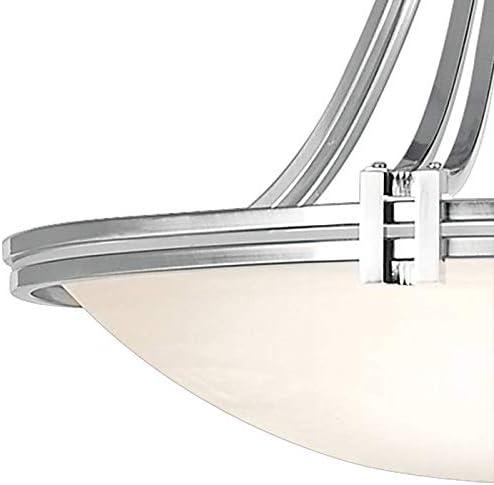 Brushed Nickel Pendant Chandelier with Marbled Glass Bowl