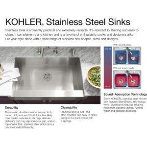 Vault 25" L x 22" W x 6-5/16" Single Bowl Dual-Mount Kitchen Sink with 4 Faucet Holes