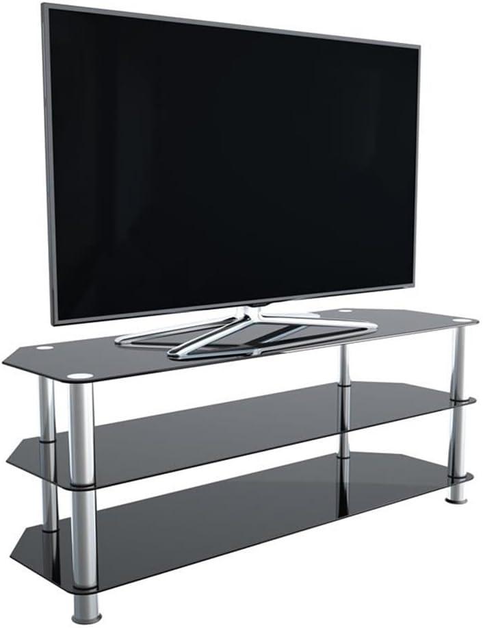 AVF Transitional Steel and Glass TV Stand for up to 60" TVs in Black/Chrome