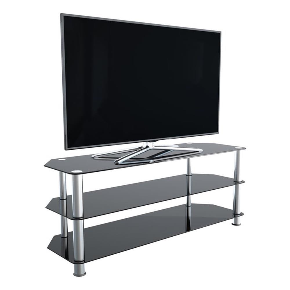 AVF Transitional Steel and Glass TV Stand for up to 60" TVs in Black/Chrome
