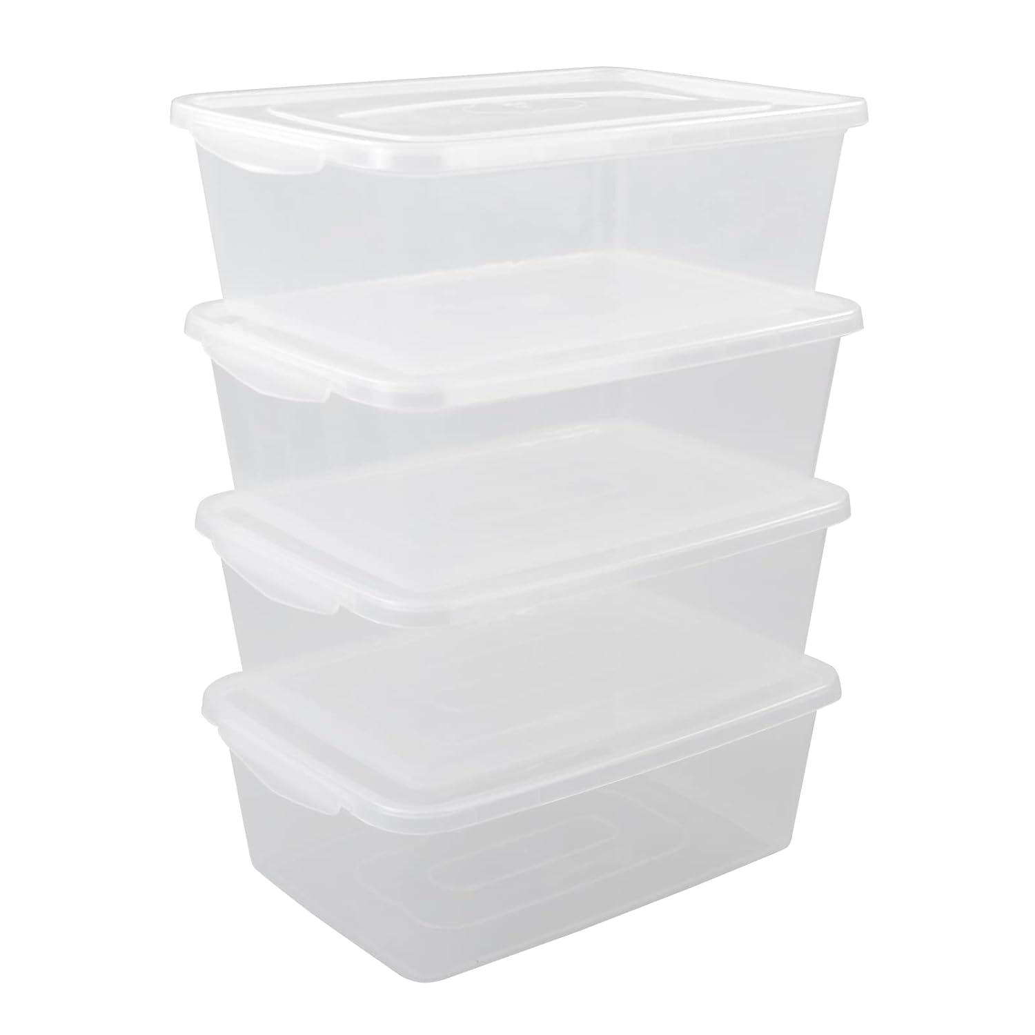 4-Pack 14 L Clear Dough Proofing Box, Food Pizza Storage Container