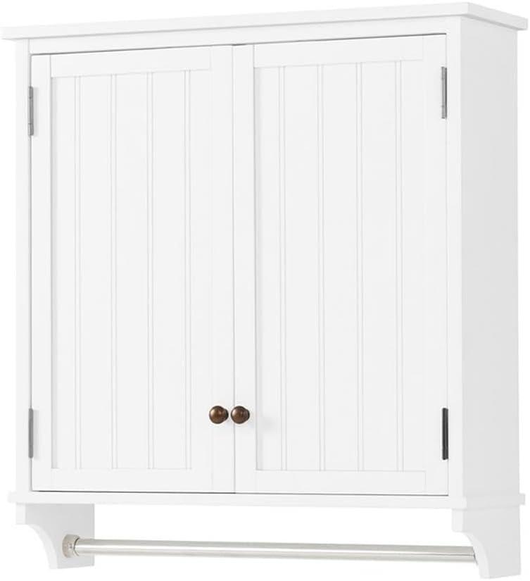 Dover Wall Mounted Bathroom Storage Cabinet with Two Doors and Towel Rod White - Alaterre Furniture