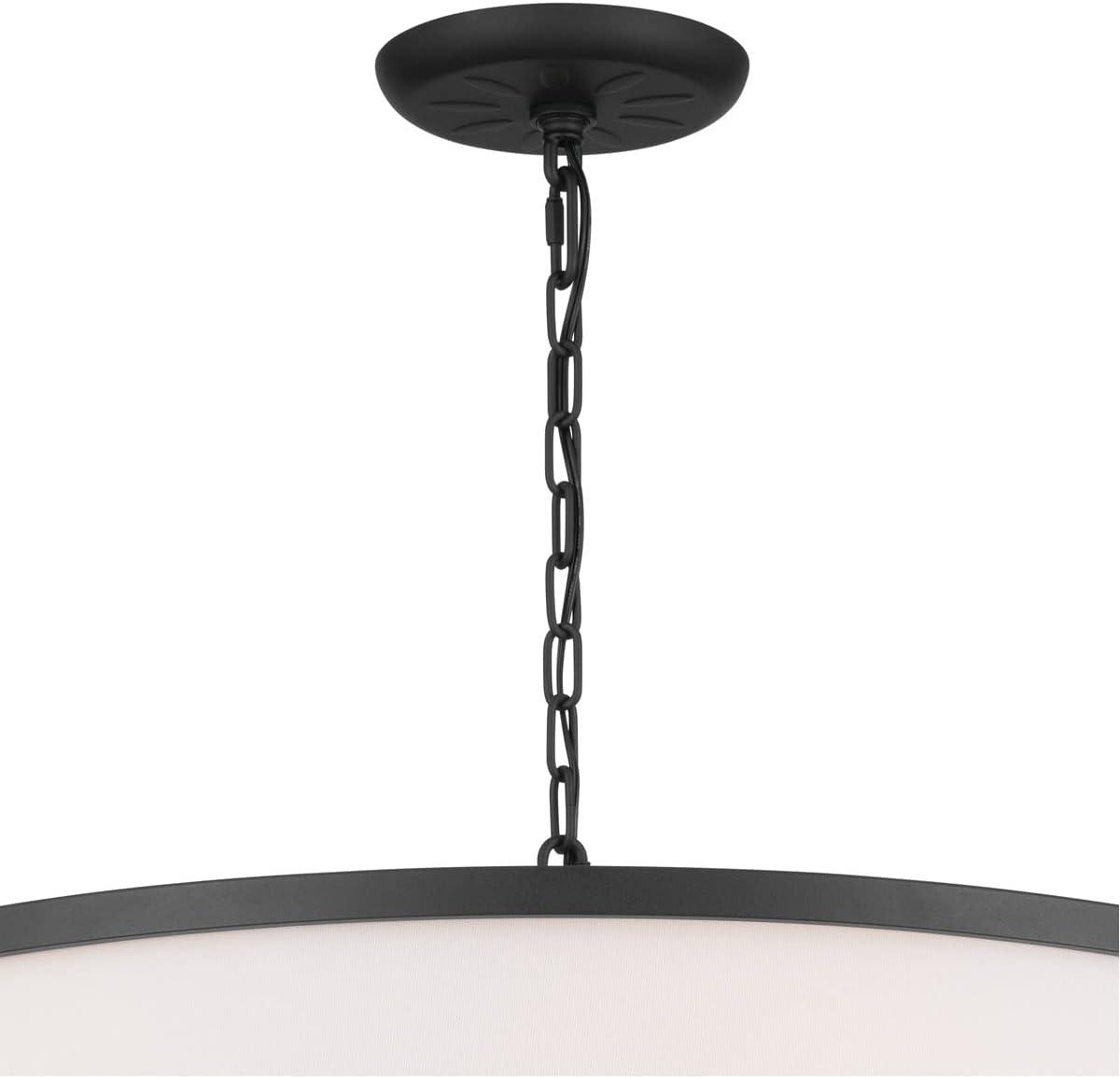 Elegant Textured Black 6-Light Chandelier with Fabric Shade