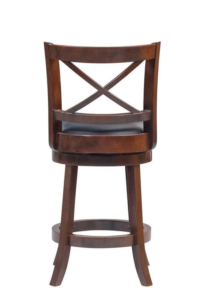 24" Georgia Swivel Hardwood Counter Height Barstool Cappuccino - Boraam: Upholstered, X-Back, 360-Degree