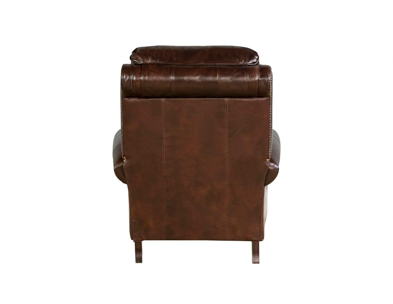 Contemporary Churchill Brown Leather Recliner with Espresso Wood Legs