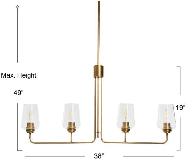 Storied Home Holden - Metal and Glass 4-Light Linear Chandelier, Brushed Bronze