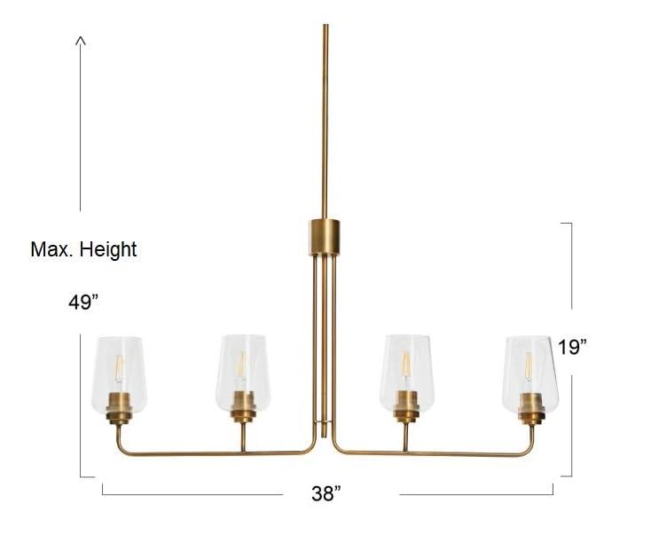 Storied Home Holden - Metal and Glass 4-Light Linear Chandelier, Brushed Bronze