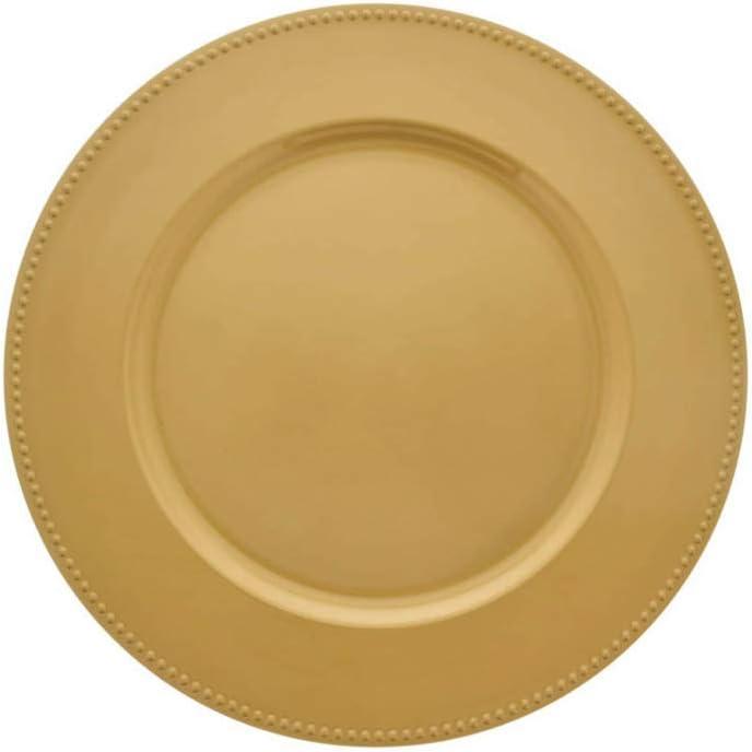 Gold Beaded Rims Charger Plates  | 13 in (Set of 4)