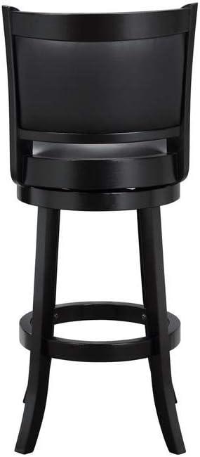 Augusta 29" Black Faux Leather Swivel Wood Bar Stool