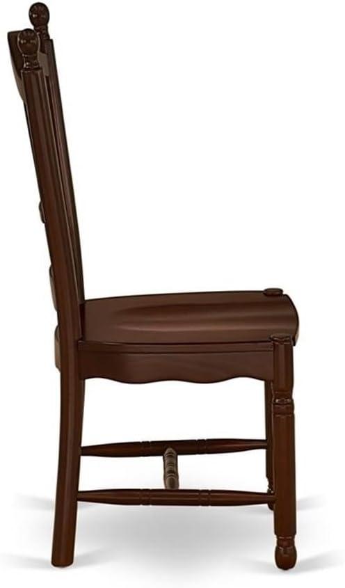 East West Furniture Dover 11" Wood Dining Chairs in Mahogany (Set of 2)