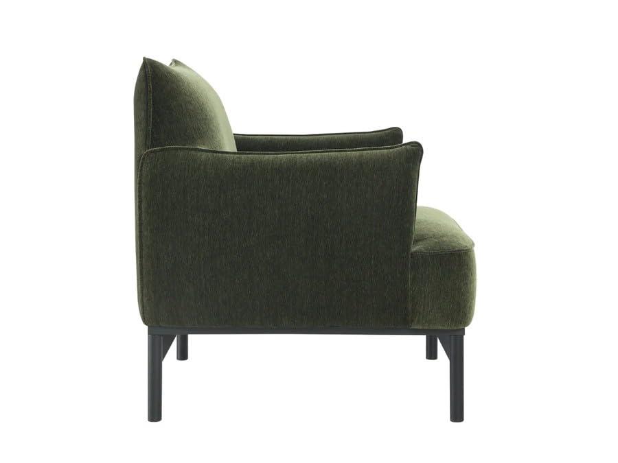 Green Velvet Barrel Accent Chair with Wood Frame