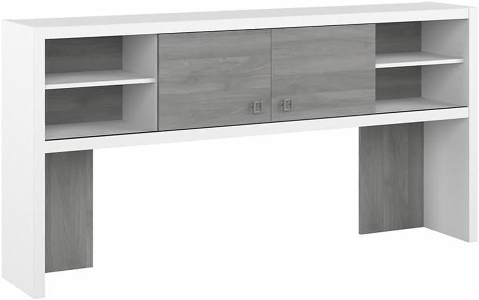 Echo 72W Desk Hutch in Pure White and Modern Gray - Engineered Wood