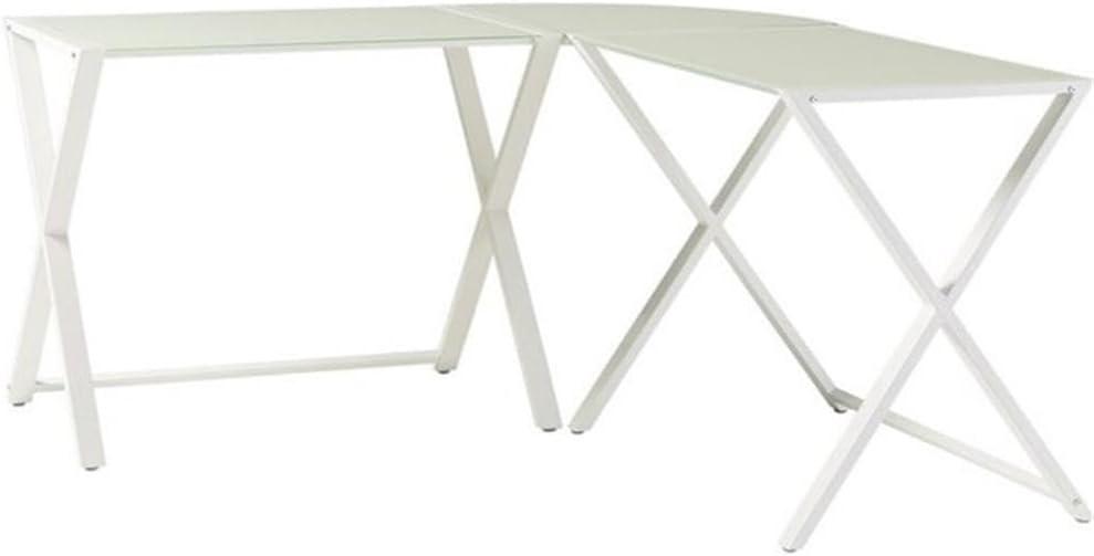 Walker Edison 51" L-Shaped Computer Desk with X-Base in White