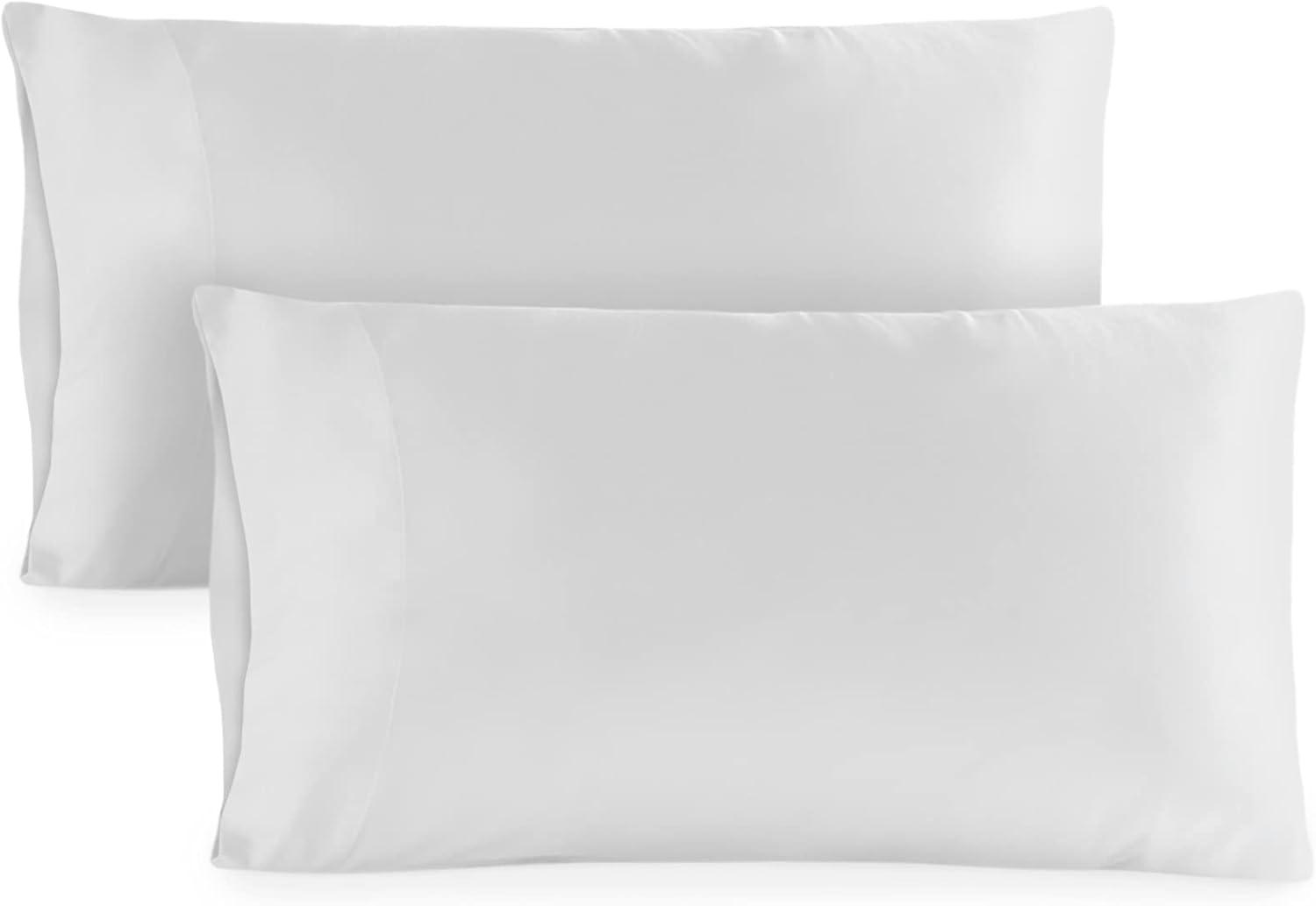 White Satin Silk Hypoallergenic Standard Pillowcase Set