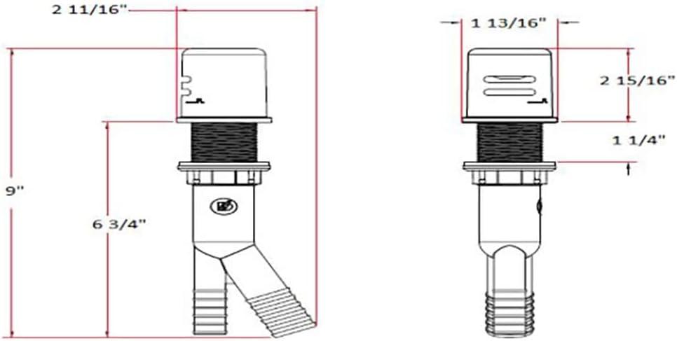 Design House 522946 Dish Washer Air Gap with Cover, Prevent Drain Water Back Up, Polished Chrome