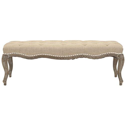 Ramsey Bench With Flat Black Nail Heads - Wheat/Natural Cream - Safavieh