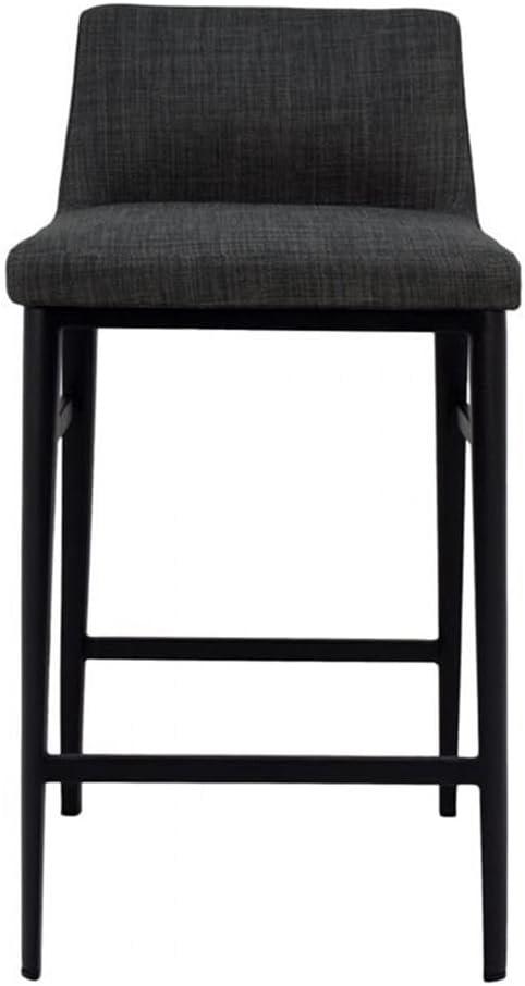 Contemporary Charcoal Gray Upholstered Counter Stool with Steel Legs