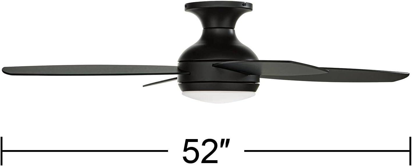 52" Casa Vieja Elite Modern Indoor Hugger Ceiling Fan with LED Light Remote Control Black Opal Glass for Living Room Kitchen House Bedroom Family Home