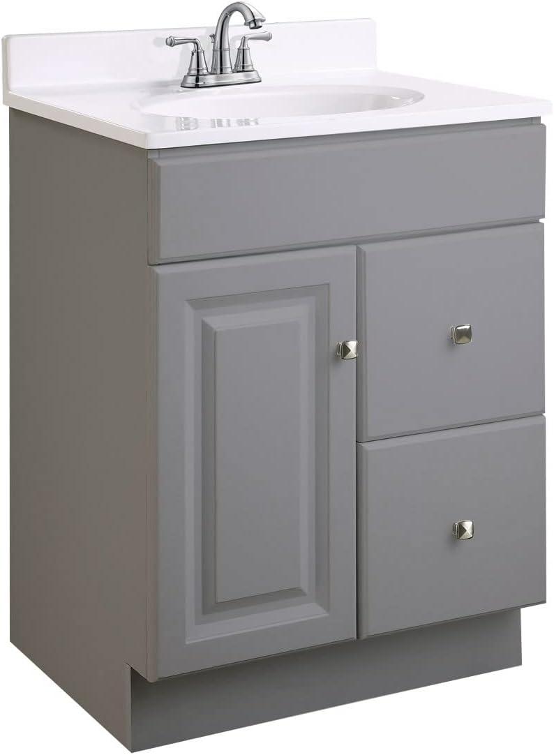 Design House 597179 Wyndham 24 Inch Unassembled 1-Door 2-Drawer Vanity without Top, Gray