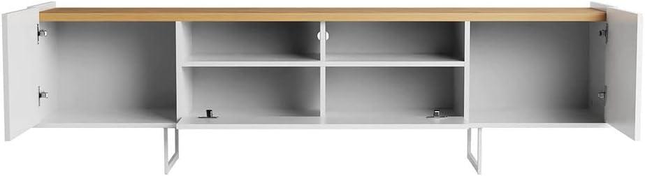 Winston TV Stand for TVs up to 65" White/Cinnamon - Manhattan Comfort: Entertainment Center with Cable Management