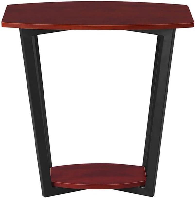 Urban Chic 24" Cherry-Black Wood & Metal End Table with Shelf