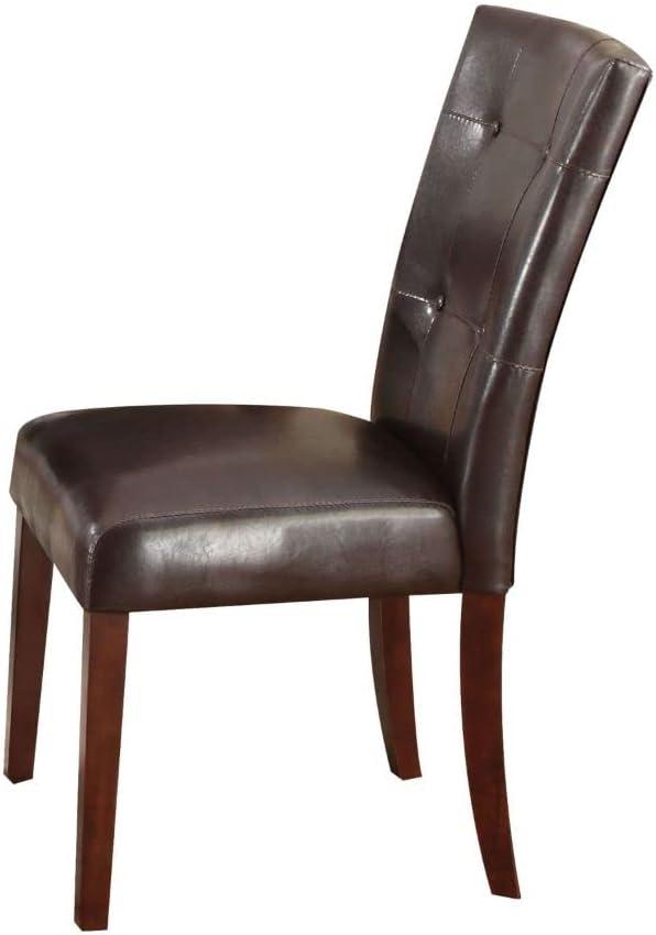 Set 2 20" Britney PU Dining Chairs Espresso/Walnut - Acme Furniture: Upholstered Parson Style, Kitchen Room Seating