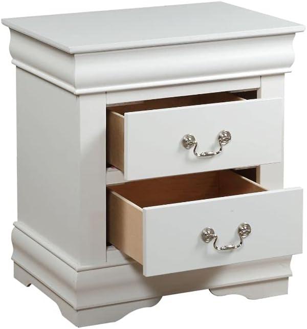 Canora Grey Esa Nightstand In Traditional Design With Two Drawers And Brushed Nickel Metal Handle | Wayfair
