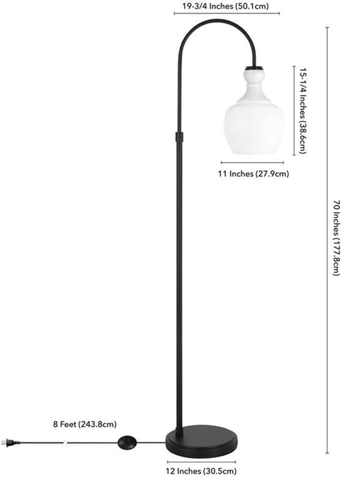 Henn&Hart 12" Blackened Bronze Metal/Glass Floor Lamp