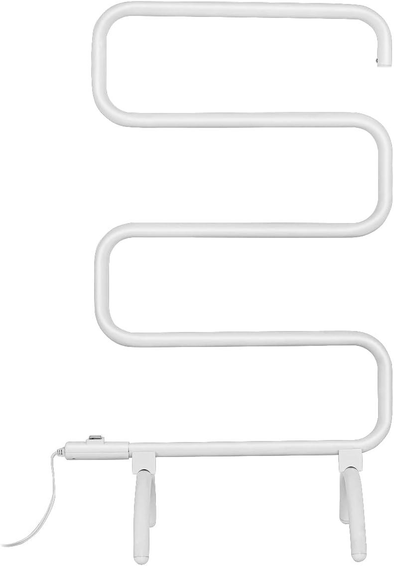 Tangkula Towel Warmer, Home Bathroom 100W Electric 5-Bar Towel Drying Rack, Freestanding and Wall Mounted Design Towel Hanger, Towel Heater, White (23"L x 13"W x 36"H)