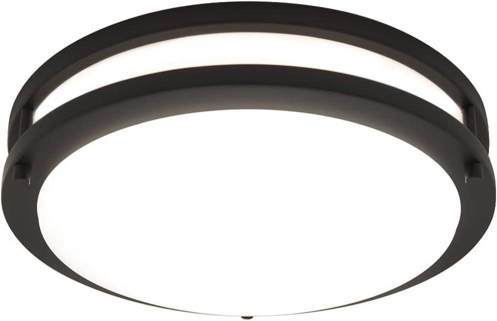 Sleek Black Satin Nickel 14" LED Ceiling Light - Energy Efficient