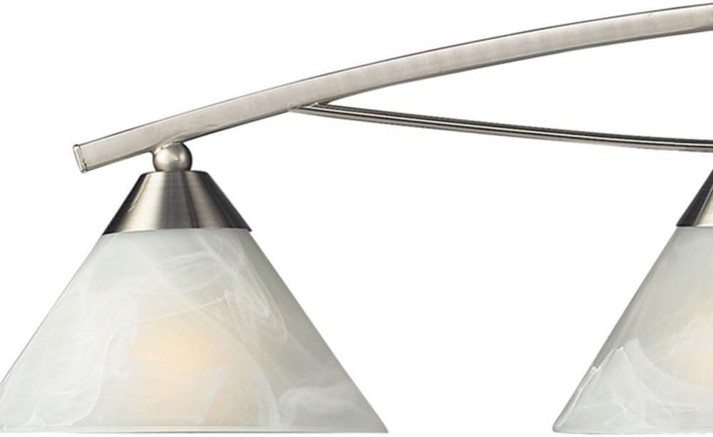 Satin Nickel 3-Light Vanity with Marblized White Glass Shade