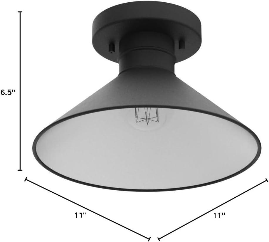 Watts Creek Textured Black 11'' W 1 - Bulb Outdoor Semi Flush Mount