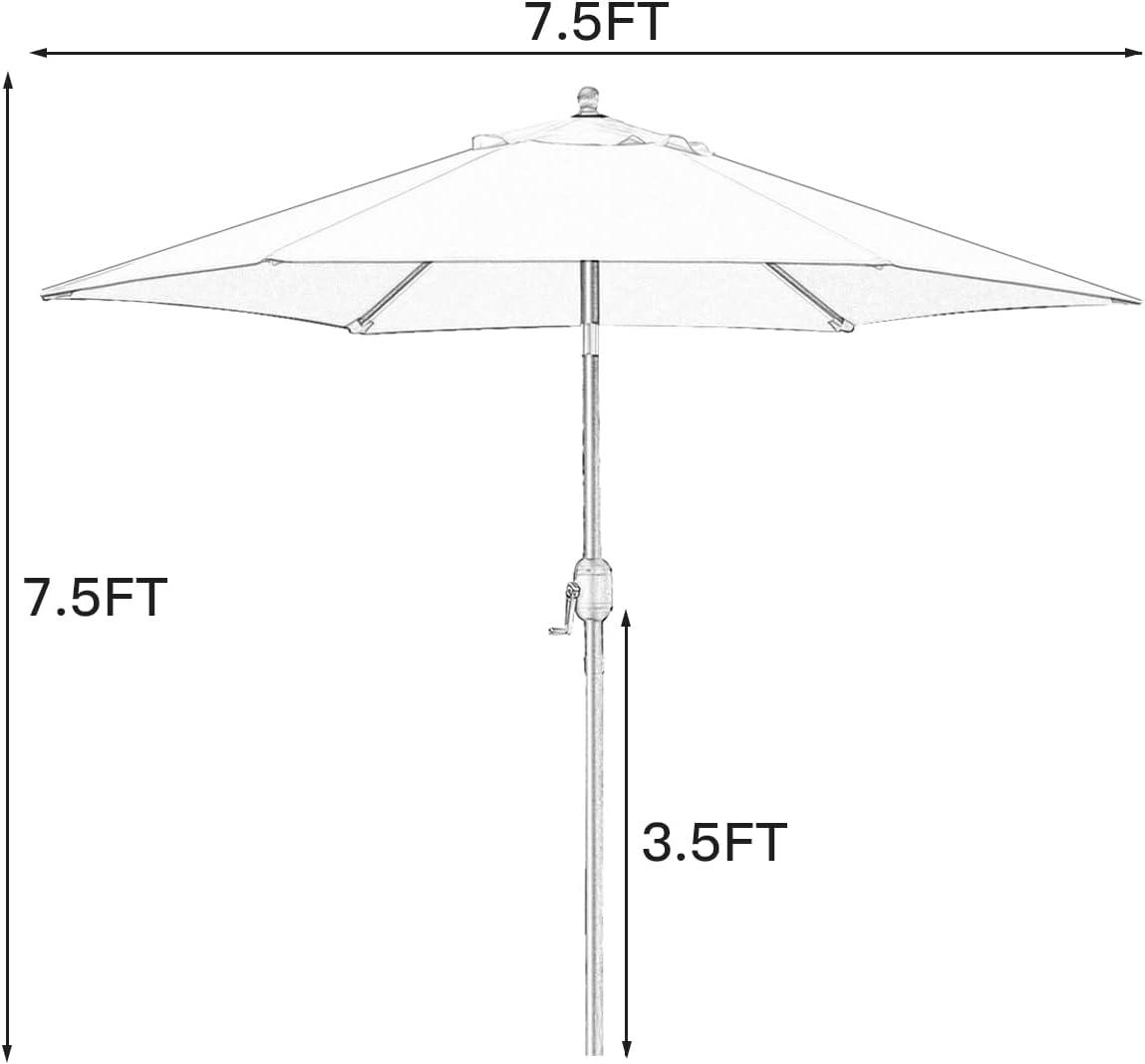 7.5 ft Grass Green Aluminum Market Patio Umbrella with Stand