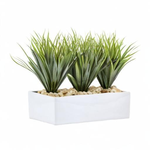 Nearly Natural 12-in Vanilla Grass in Rectangular Planter