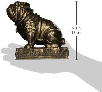 AMIPOR Inch British Bulldog Bookends Resin Sculpture Bookends Hand Painted Bronze Finish Desktop Organizer