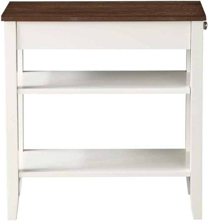 Convenience Concepts American Heritage 1 Drawer Chairside End Table with Shelves, Driftwood/White