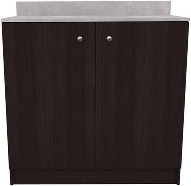 Inval Ambrossia 2-Shelf Breakroom Base Cabinet (36" x 34" x 20"), Espresso/Stone