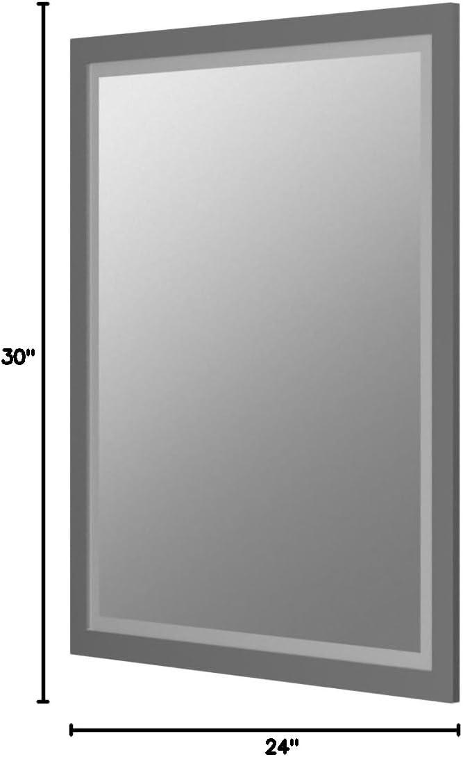 Head West Brushed Chrome Framed Bathroom Mirror - Beveled Edge Rectangle Vanity Mirror - Modern Living Room Accent and Home Decor with Vertical and Horizontal Mount - 24" x 30"