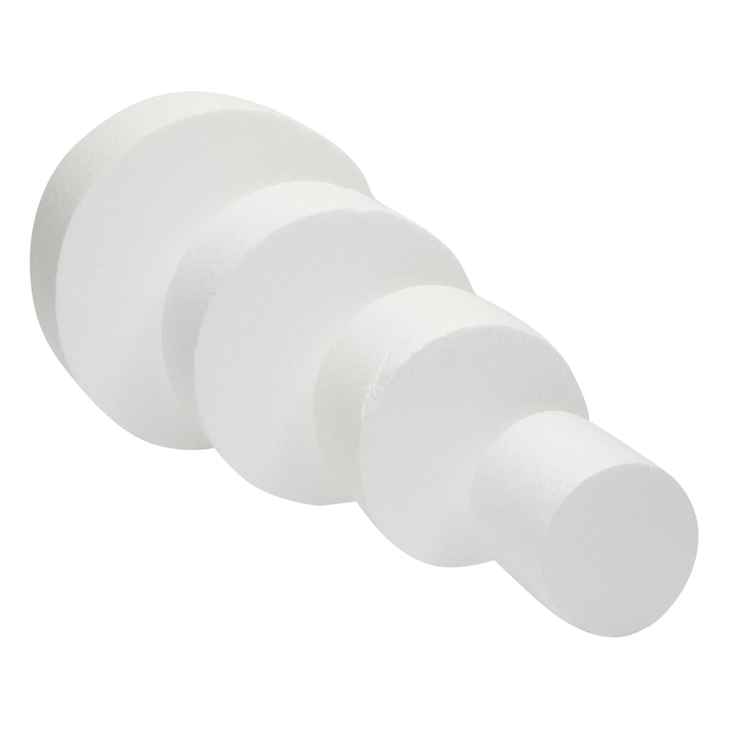 4 Tier Round Foam Cake Dummy Set, 4" 6" 8" 10" Fake Wedding Cake Dummies for Display, Decorating, 14.4" Tall Dummies (White)