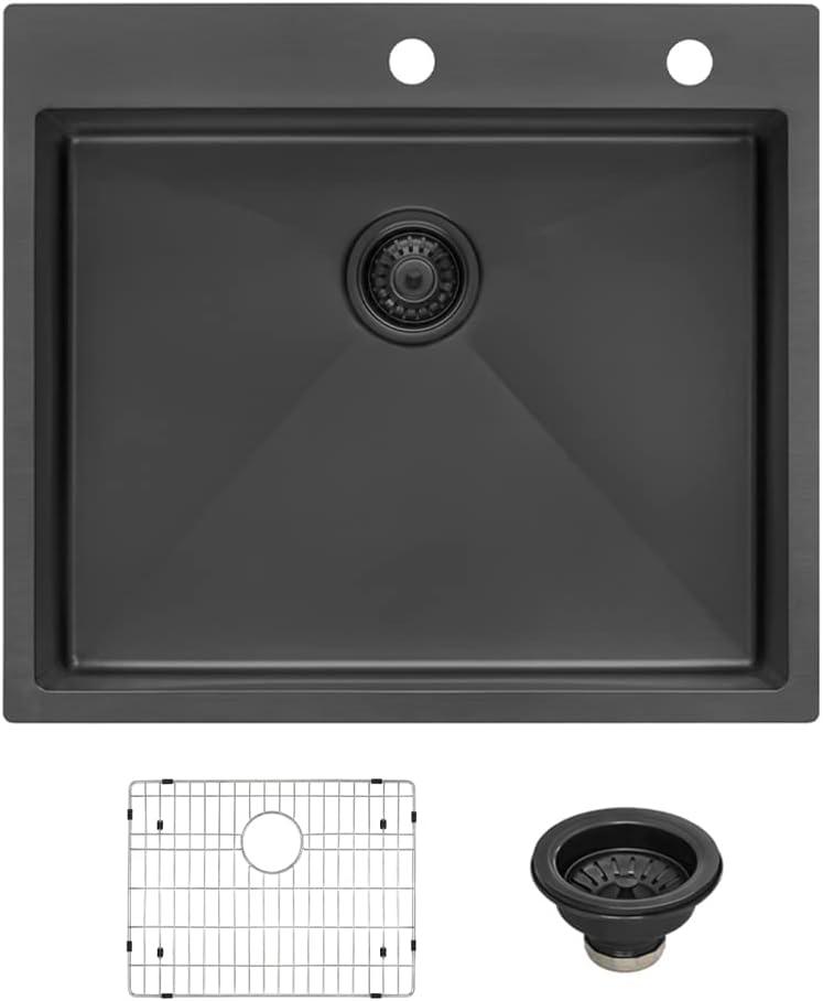 Gunmetal Black Stainless Steel Single Bowl Farmhouse Sink