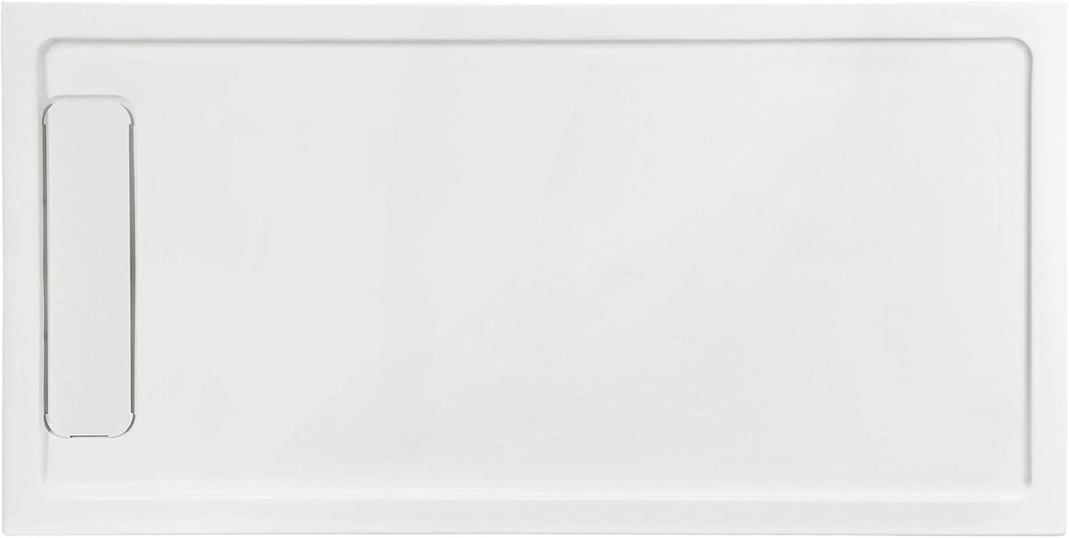 White Acrylic 72x36 Rectangular Shower Base with Hidden Drain