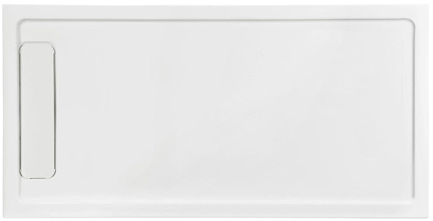 OVE Decors 72" x 36" Rectangle Shower Base Pan, White Acrylic, Hidden Side Drain, Reversible Design