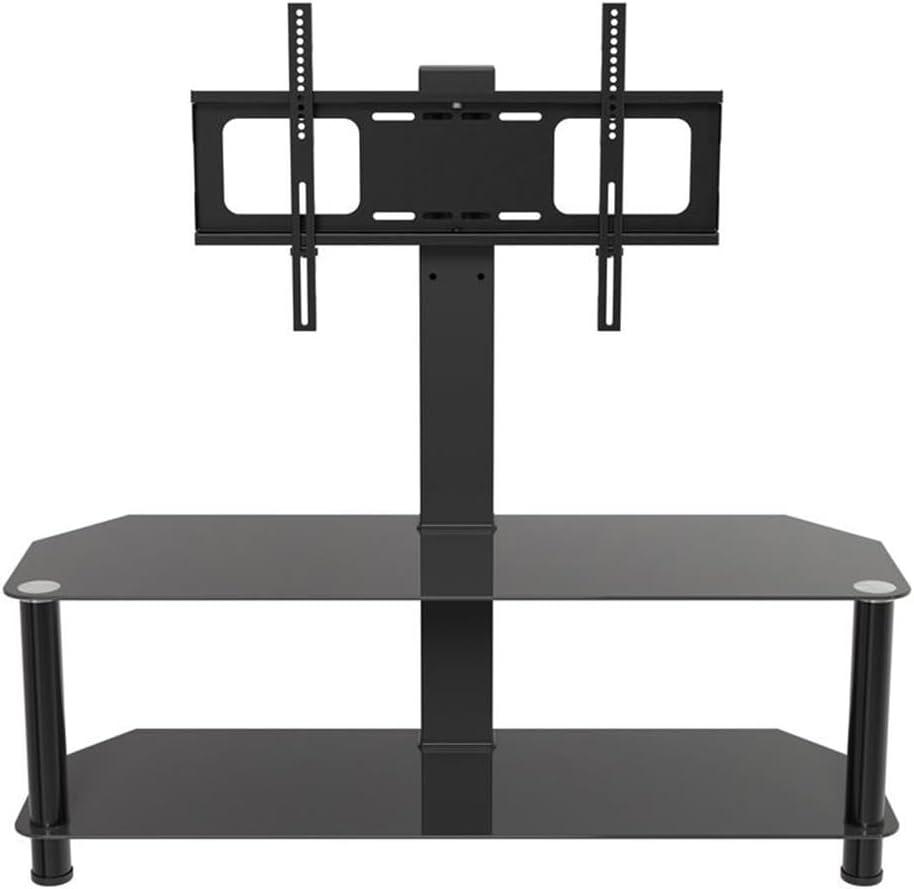 AVF SDC1140BB-a TV Stand for up to 55-inch TVs, Black Safety Glass, Black Metal Legs